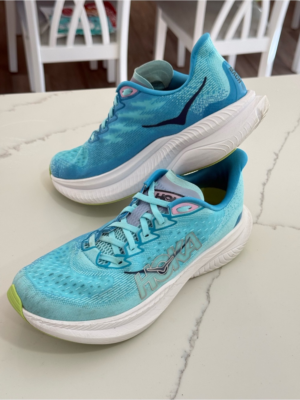 Hoka One Mach 6 Women's Athletic Shoes Blue & Green US 8.5
